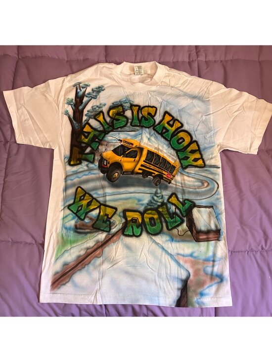 Alstyle Other - This Is How We Roll Airbrushed Mariposa School Bus Graphic T-Shirt Large Alstyle